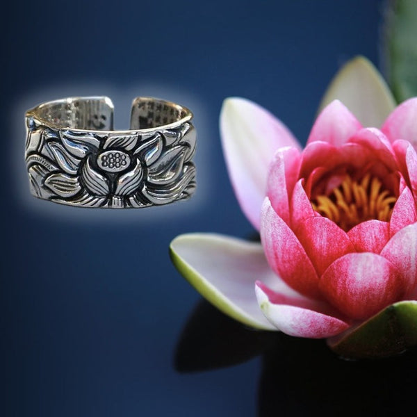XSpiritual™- "Lotus Flower" silver rebirth ring