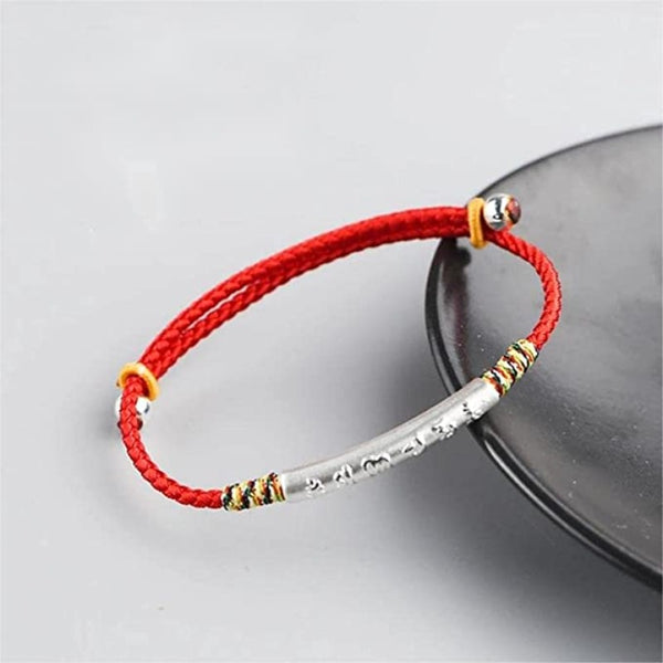XSpiritual™- Mantra "Shanti" bracelet in red rope and silver