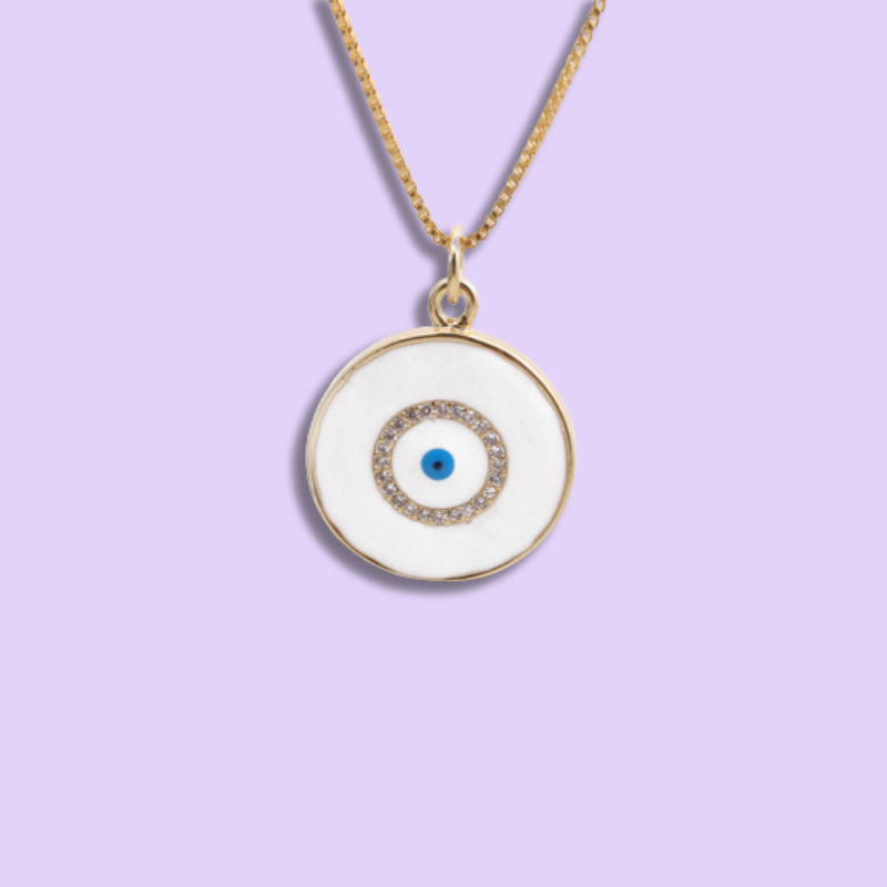 XSpiritual™- Evil Eye necklace in white enamel