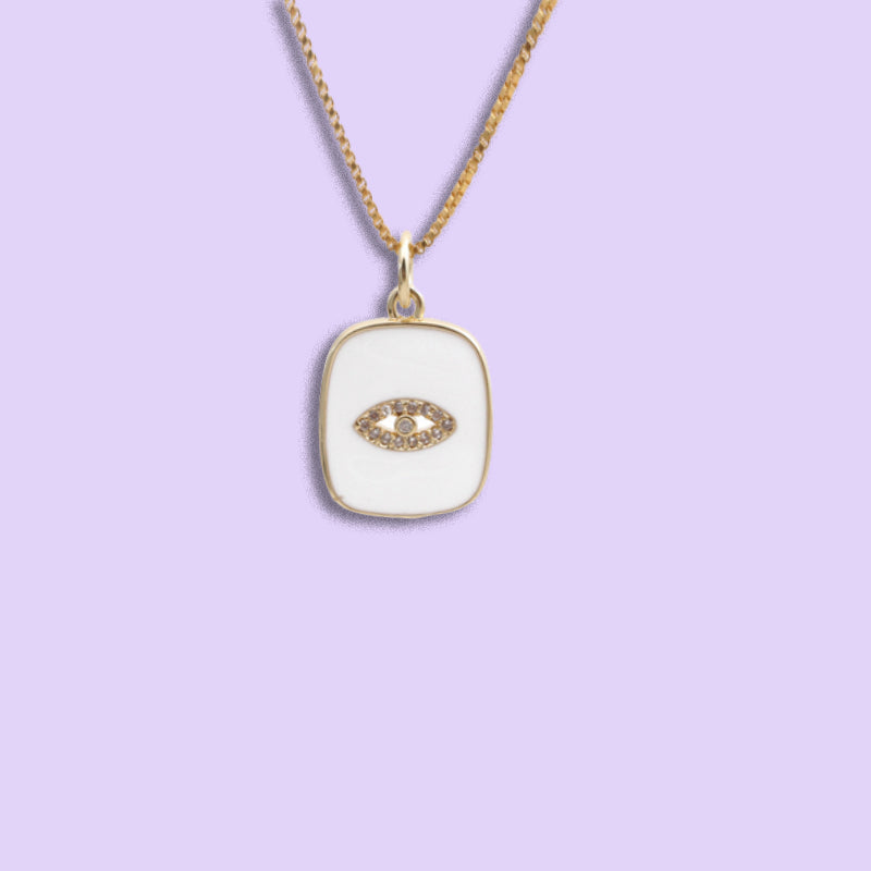 XSpiritual™- Evil Eye necklace in white enamel